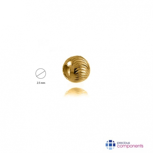 9K Yellow Gold Moon Bead 2.5 mm  2 holes  - Precious Components